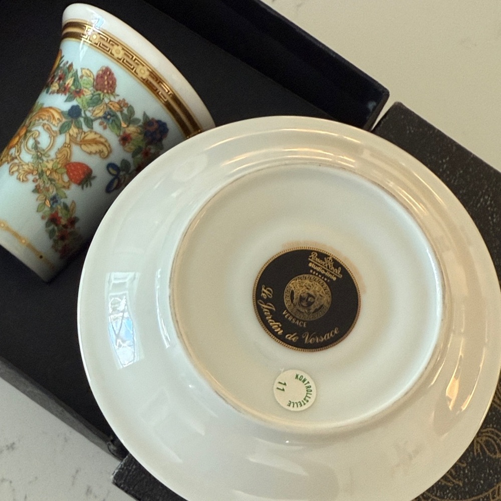 NEW VERSACE Le Jardin Garden Cup and Saucer Rosenthal NIB Butterfly - Picture 3 of 7